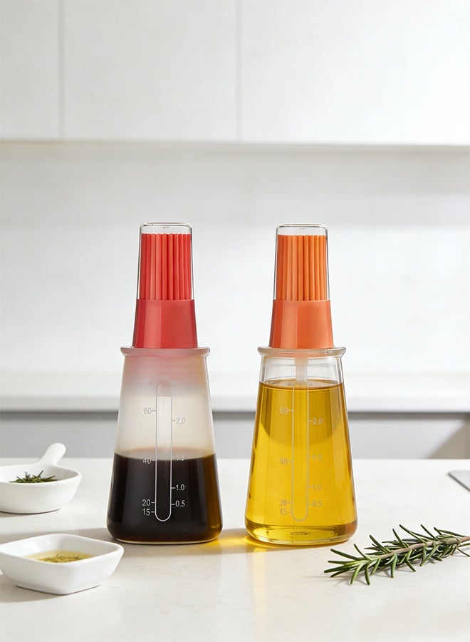 2 Colors Silicone Oil Bottle Brush with Lid Set Soft Sauce Bottle with Silicone Basting Brush Cooking Oil Bottle Brushes for Pastries BBQ Meat Honey Marinades - Image 4