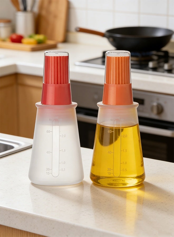 2 Colors Silicone Oil Bottle Brush with Lid Set Soft Sauce Bottle with Silicone Basting Brush Cooking Oil Bottle Brushes for Pastries BBQ Meat Honey Marinades - Image 3