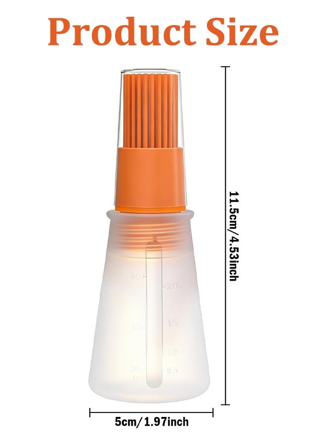 2 Colors Silicone Oil Bottle Brush with Lid Set Soft Sauce Bottle with Silicone Basting Brush Cooking Oil Bottle Brushes for Pastries BBQ Meat Honey Marinades - Image 2