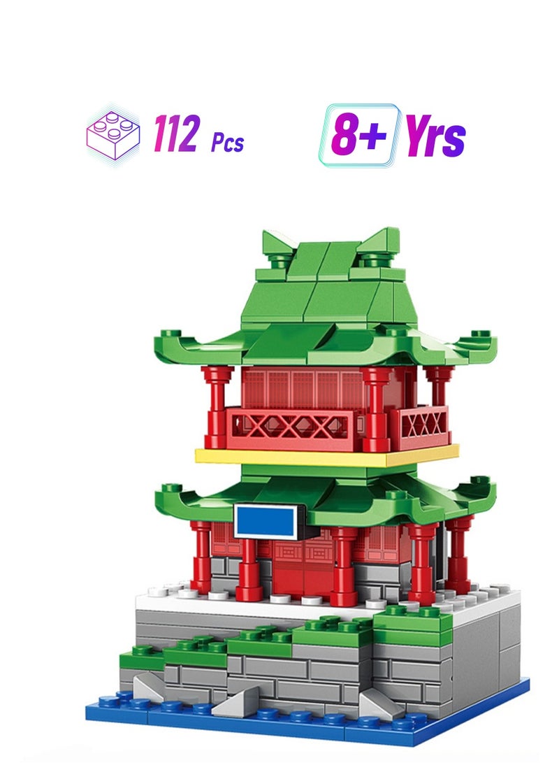 Penglai Pavilion 112pcs Street View Series Building Blocks Assembly Kit Games And Engineering Toys, Home Decoration, Building Model Creative Gifts - Image 1