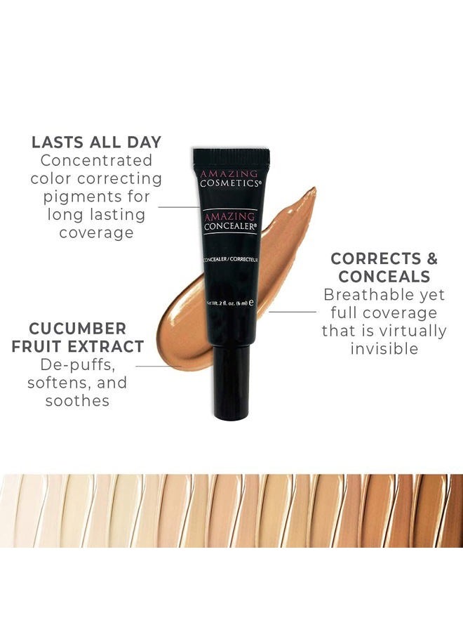 AmazingCosmetics كونسيلر مدهش من Amazing Cosmetics، كونسيلر طويل الأمد بتغطية كاملة لمحيط العين، الهالات السوداء، حب الشباب، العيوب والبقع، درجات تصحيح اللون، يذوب في البشرة للحصول على لمسة طبيعية - Image 2