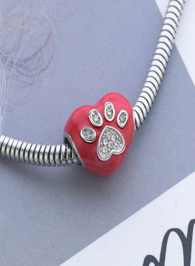 KunBead Enamel Heart I Love You Heartbeat Dog Paw Crystal Bead Charms Mothers Day Gift for Mom from Son - Image 5