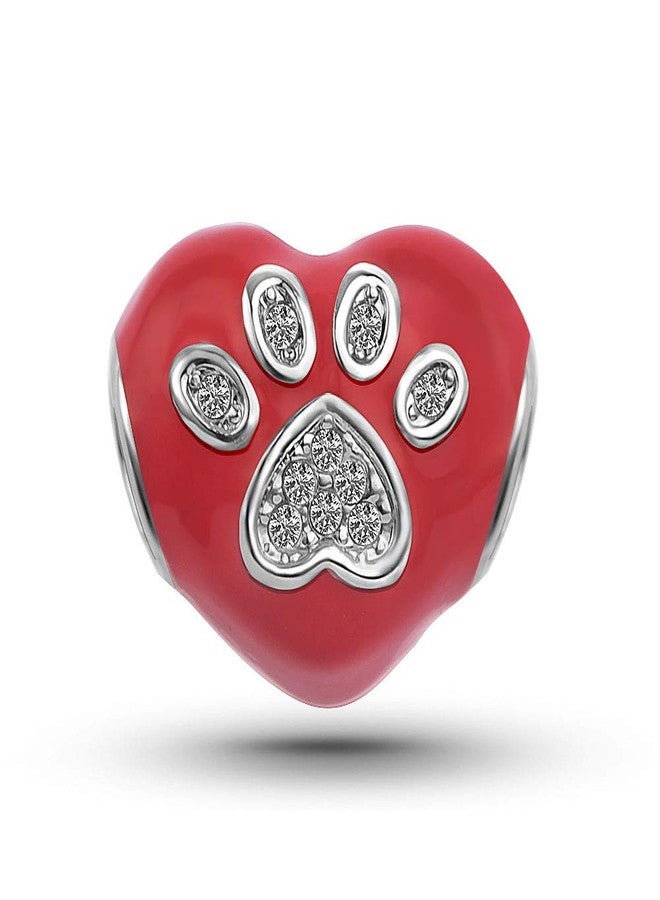 KunBead Enamel Heart I Love You Heartbeat Dog Paw Crystal Bead Charms Mothers Day Gift for Mom from Son - Image 3