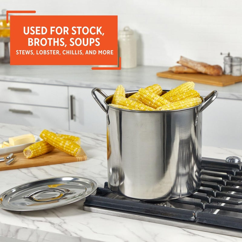 IMUSA 16Qt Stainless Steel Stock Pot with Lid, Large Cooking Pot for Soups, Boiling Seafood, Pasta, Stews, and Family Meals - Image 5