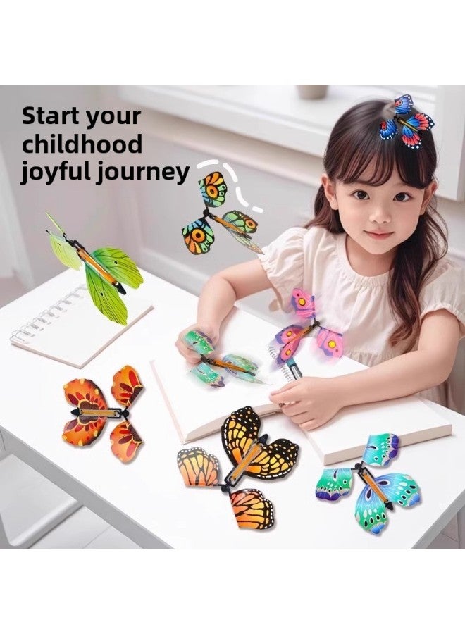 Children's Outdoor Toys Flying Butterfly Spray Flower Gift Box Flying Comer Parent-Child Interactive Bamboo Dragonfly Gift-Colour:Pack Of 10  Random Colors  - Image 2
