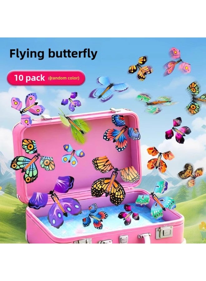 Children's Outdoor Toys Flying Butterfly Spray Flower Gift Box Flying Comer Parent-Child Interactive Bamboo Dragonfly Gift-Colour:Pack Of 10  Random Colors  - Image 1
