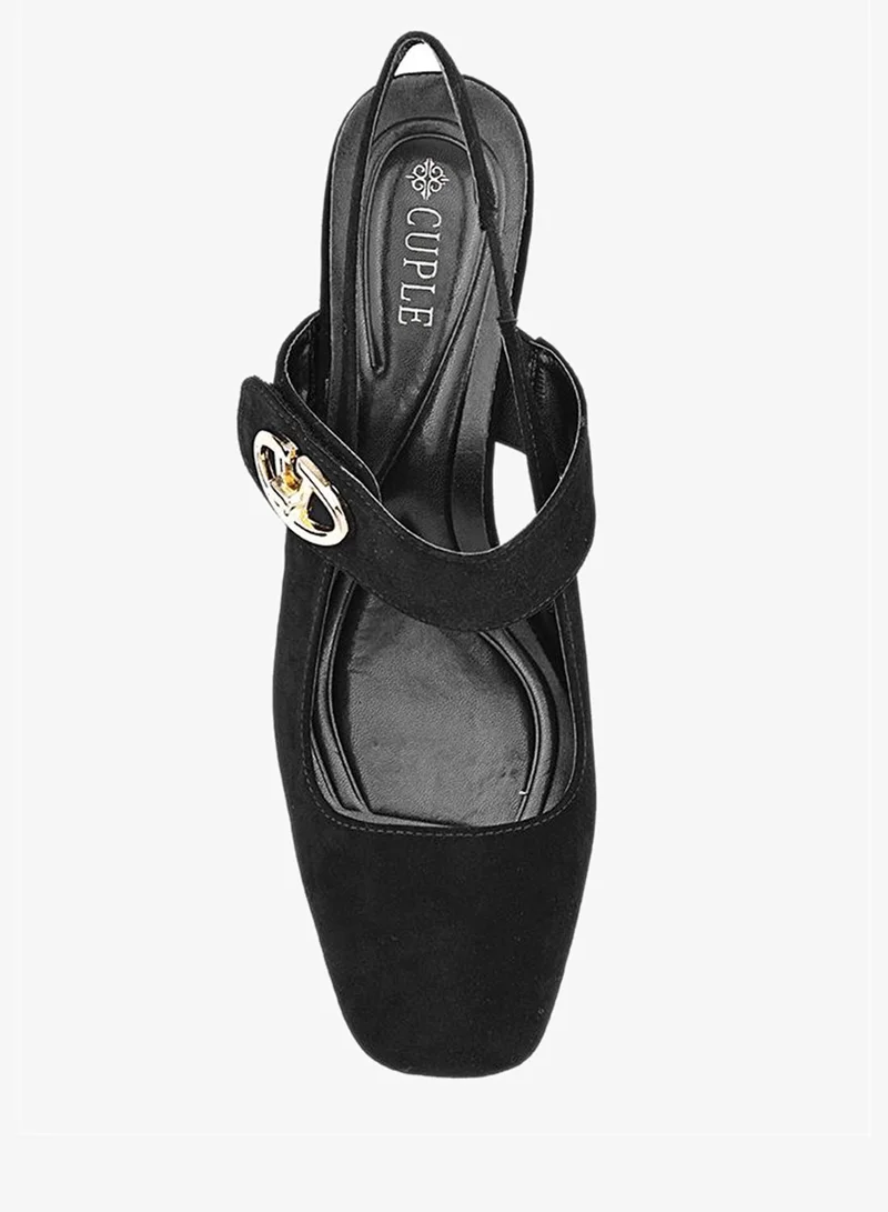 Cuple Black Women Slingback Block Heel Shoes for Women | Best Price UAE
