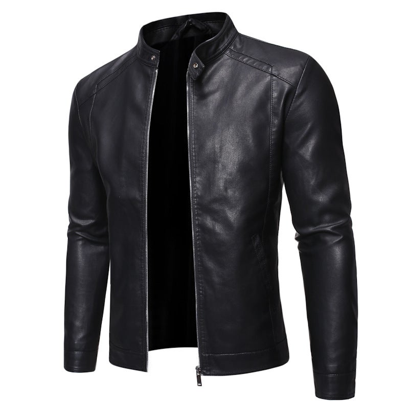 Vertical Collar Leather Jacket Men'S Fashionable Jacket 2022 Spring New Leather Jacket Slim-Fit Korean Style Handsome Jacket - Image 5