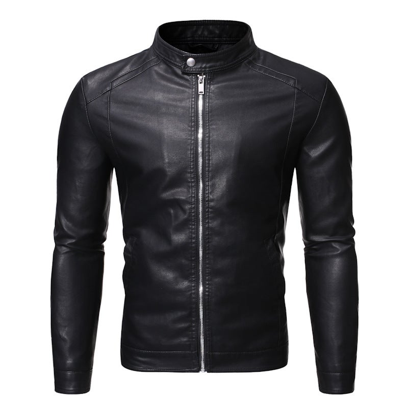 Vertical Collar Leather Jacket Men'S Fashionable Jacket 2022 Spring New Leather Jacket Slim-Fit Korean Style Handsome Jacket - Image 1