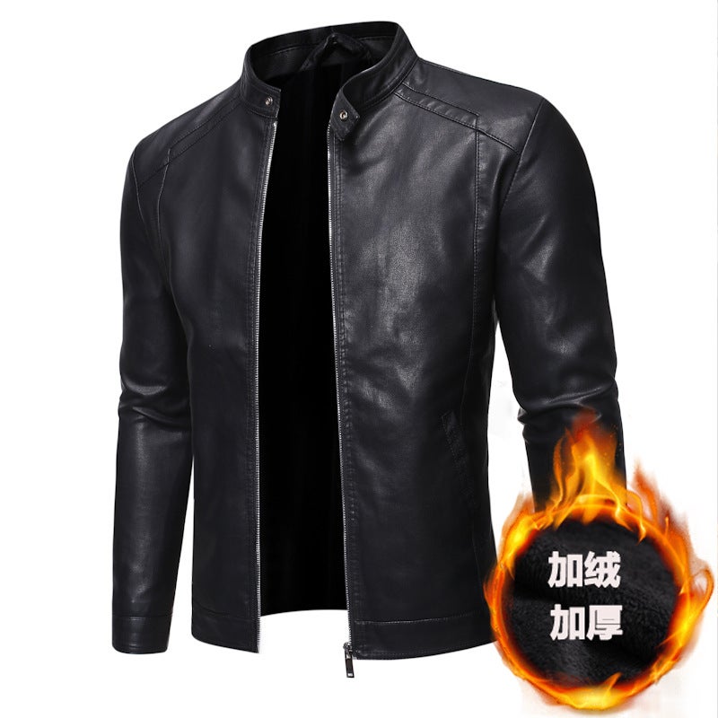 Vertical Collar Leather Jacket Men'S Fashionable Jacket 2022 Spring New Leather Jacket Slim-Fit Korean Style Handsome Jacket - Image 3