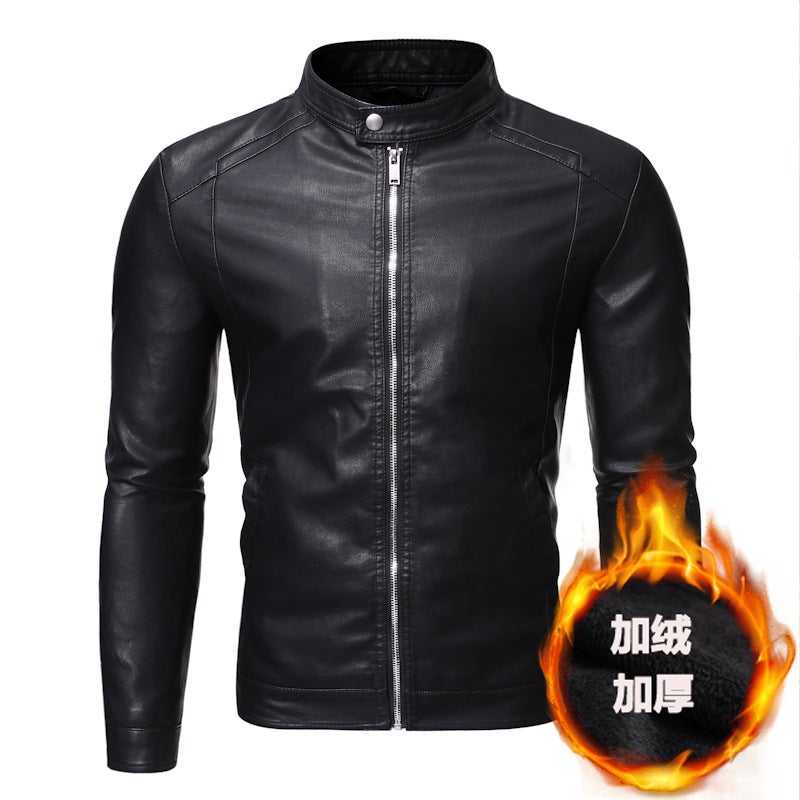Vertical Collar Leather Jacket Men'S Fashionable Jacket 2022 Spring New Leather Jacket Slim-Fit Korean Style Handsome Jacket - Image 4