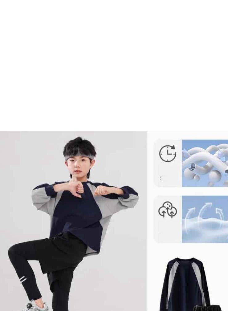 Children's Long Sleeved Long Pants Two-Piece Running Basketball Training Quick Drying Sports Suit  - Image 4