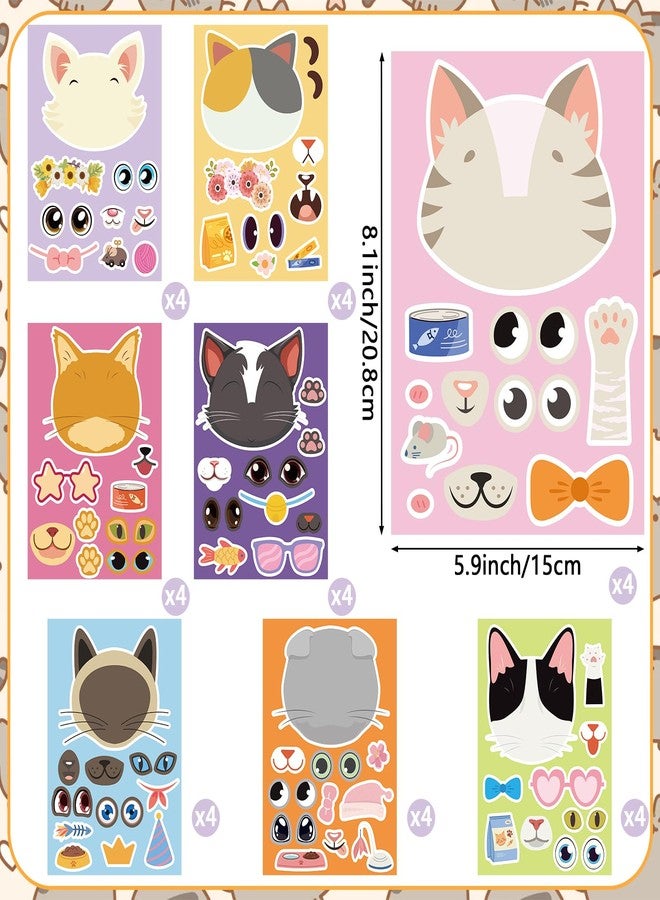 Abilat 32 Pcs Cat Make a Face Stickers Sheets for Kids Toddlers Make Your Own Animal Stickers Cat Theme Party Supplies Crafts Birthday Party Gifts Classroom Rewards - Image 2