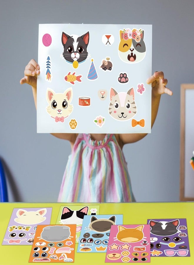 Abilat 32 Pcs Cat Make a Face Stickers Sheets for Kids Toddlers Make Your Own Animal Stickers Cat Theme Party Supplies Crafts Birthday Party Gifts Classroom Rewards - Image 3