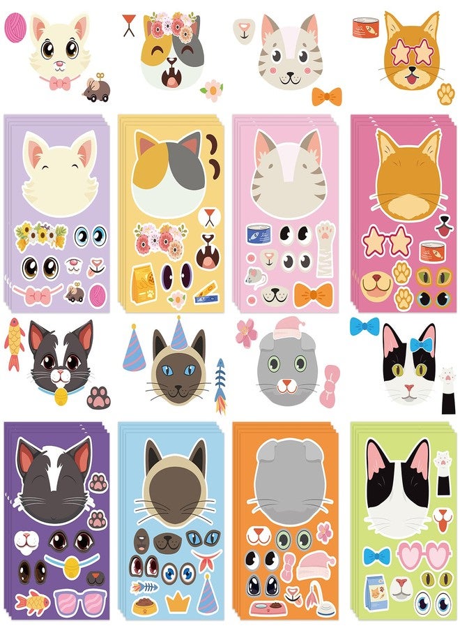 Abilat 32 Pcs Cat Make a Face Stickers Sheets for Kids Toddlers Make Your Own Animal Stickers Cat Theme Party Supplies Crafts Birthday Party Gifts Classroom Rewards - Image 1