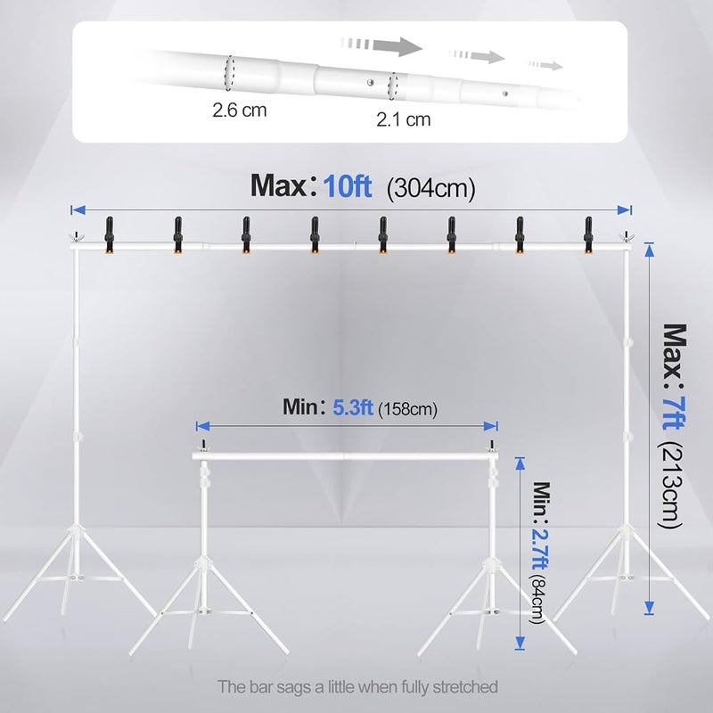 EMART Backdrop Stand 10x7ft(HxW),Background Support for Photography,White - Image 2