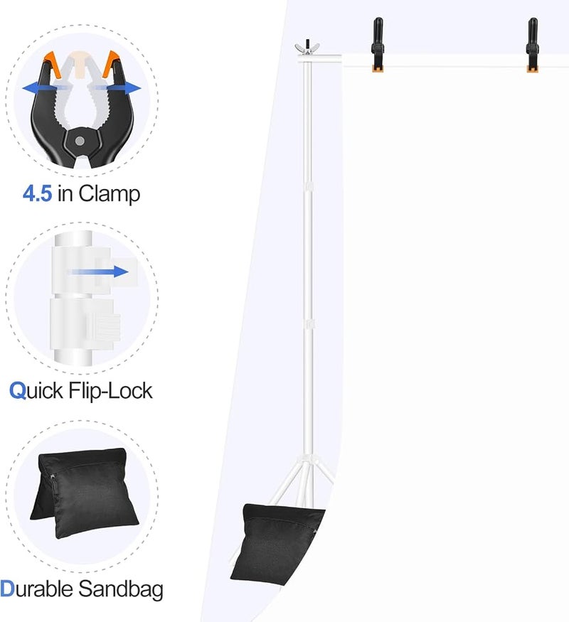 EMART Backdrop Stand 10x7ft(HxW),Background Support for Photography,White - Image 5