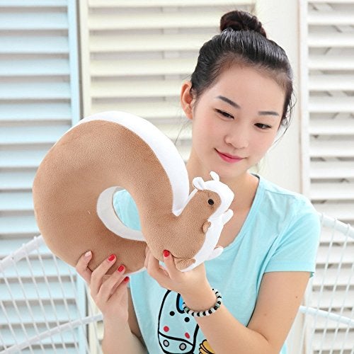 Lacheln Cartoon U Shape Travel Pillow Car Neck Support Rest Cushion for Airplane Bus Train Home Office Soft Plush,Brown Squirrel - Image 4