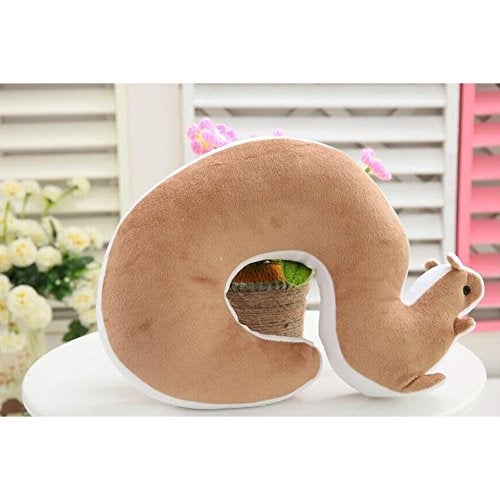 Lacheln Cartoon U Shape Travel Pillow Car Neck Support Rest Cushion for Airplane Bus Train Home Office Soft Plush,Brown Squirrel - Image 5