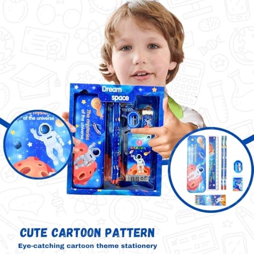 PLUSPOINT Stationery Gift Set for Kids - Pack of 7 Pcs, Stationery Items for Kids useful gift Cartoon Stationary Set Birthday Return Gift School Accessories Items (ASTRO) - Image 5
