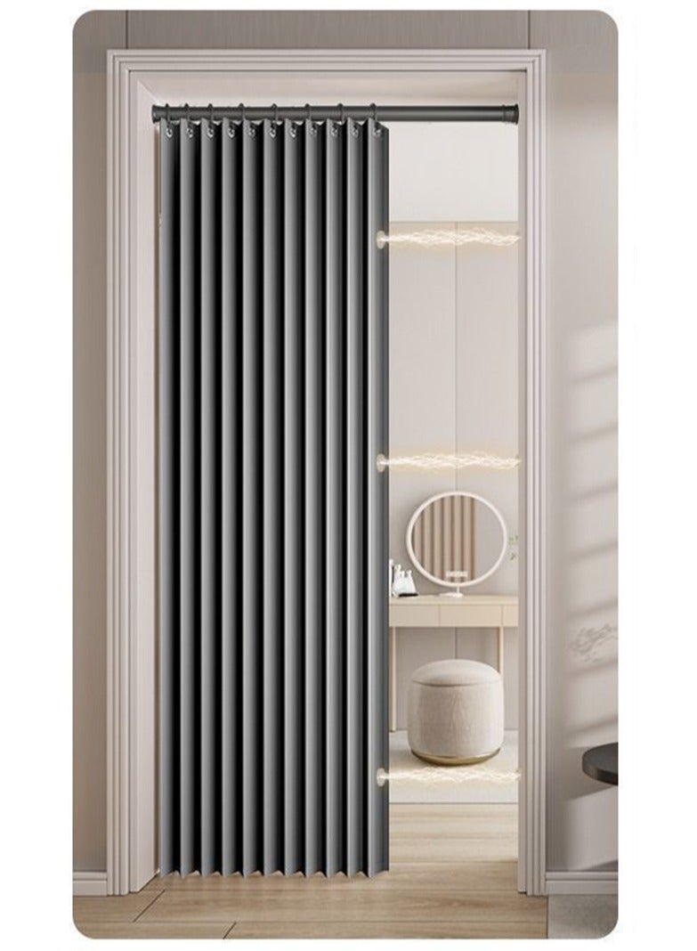 WALALLA Adjustable Accordion Door Curtain, Folding Door, Room Divider Curtain, Drilling Free Tension Curtain Rods, Wall Divider Rod include Double-sided Magnetic Suction, 70-120cm Rod, 100*190cm Curtain