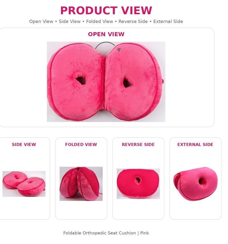 Orthopedic Coccyx Seat Cushion for Tailbone Relief, Ergonomic Donut Pillow, Plush Velvet Comfort Cushion with Anti-Slip Base for Office Chair, Car Seat, Home & Travel - Image 3