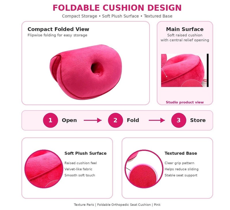 Orthopedic Coccyx Seat Cushion for Tailbone Relief, Ergonomic Donut Pillow, Plush Velvet Comfort Cushion with Anti-Slip Base for Office Chair, Car Seat, Home & Travel - Image 4