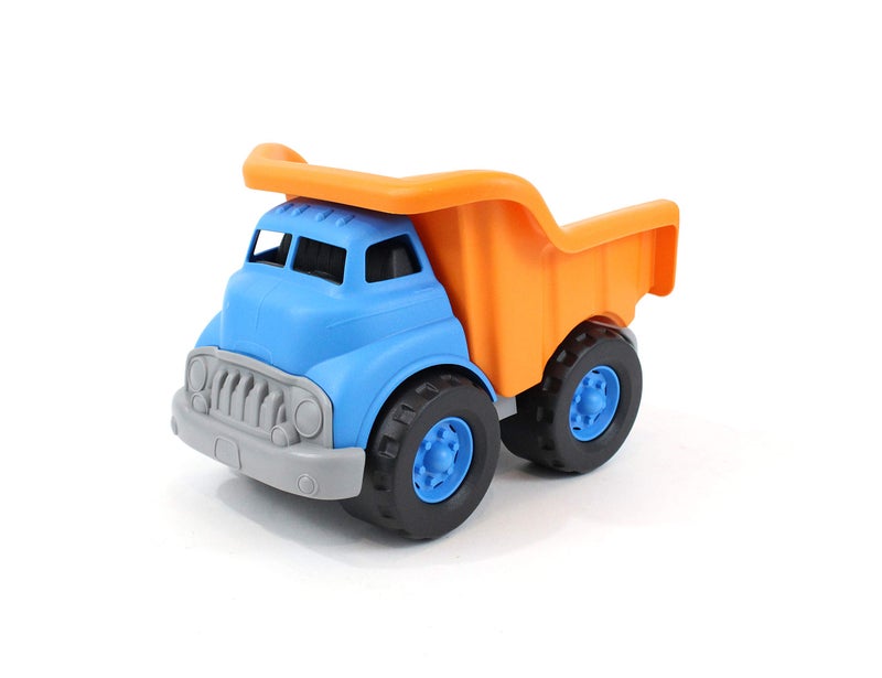 Green Toys Dump Truck BlueOrange Pretend Play Motor Skills Kids Toy Vehicle No BPA phthalates PVC Dishwasher Safe Recycled Plastic Made in USAGoldBlue 10X75x675