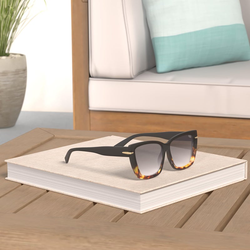 SOJOS Big Large Oversized Cat Eye Sunglasses for Women, 70s Trendy Plus Size Designer Shades SJ2231, Black & Tortoise/Grey - Image 2