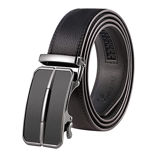 Lavemi Men's Real Leather Ratchet Dress Casual Belt, Cut to Exact Fit,Elegant Gift Box(1301 Black 44“) - Image 1