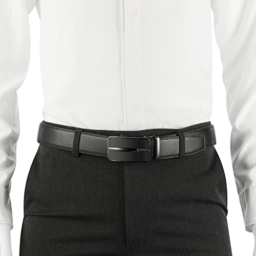 Lavemi Men's Real Leather Ratchet Dress Casual Belt, Cut to Exact Fit,Elegant Gift Box(1301 Black 44“) - Image 4