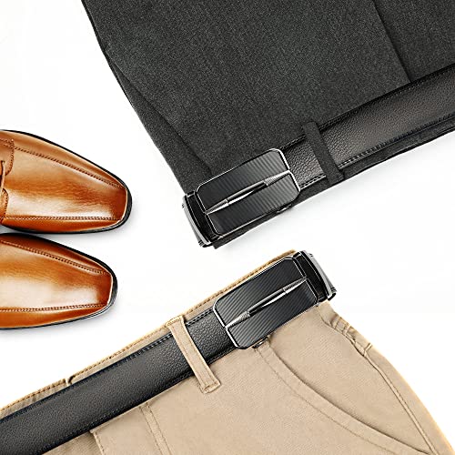 Lavemi Men's Real Leather Ratchet Dress Casual Belt, Cut to Exact Fit,Elegant Gift Box(1301 Black 44“) - Image 3