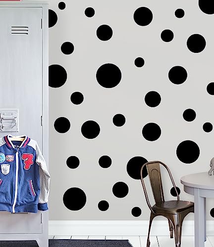 Create-A-Mural Black Polka Dot Wall Decals, Girls Room Wall Decor Stickers, Wall Dots, Vinyl Circle Peel & Stick DIY Bedroom, Playroom, Kids Room, Baby Nursery Toddler to Teen Bedroom Decoration (Black) - Image 3