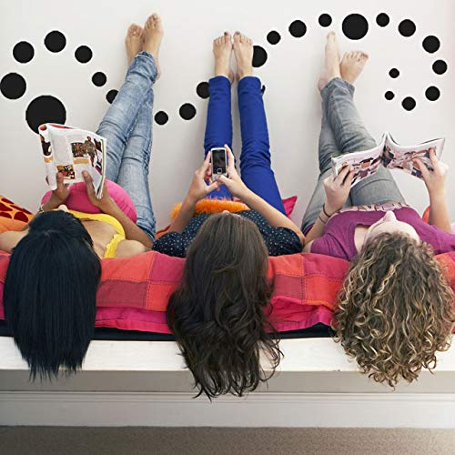 Create-A-Mural Black Polka Dot Wall Decals, Girls Room Wall Decor Stickers, Wall Dots, Vinyl Circle Peel & Stick DIY Bedroom, Playroom, Kids Room, Baby Nursery Toddler to Teen Bedroom Decoration (Black) - Image 4