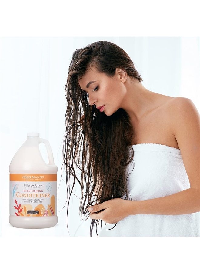 ginger lily farms Botanicals Moisturizing Conditioner for All Hair Types, Coco Mango, 100% Vegan & Cruelty-Free, Coconut Mango Scent, 1 Gallon Refill - Image 3