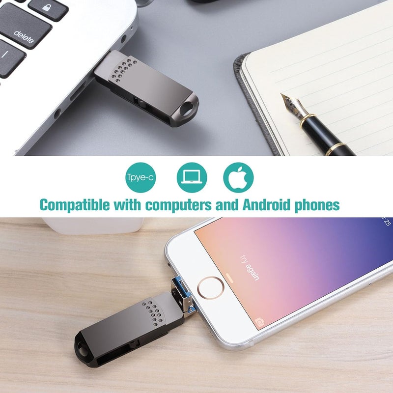 LINJIE USB Flash Drive,4 in 1 Type-C Thumb Drive,1TB Photo Storage Memory Stick, , 1 for Computer/Laptop/Android for Computer/Laptop/Android for Photo/Video/Music/File - Image 5