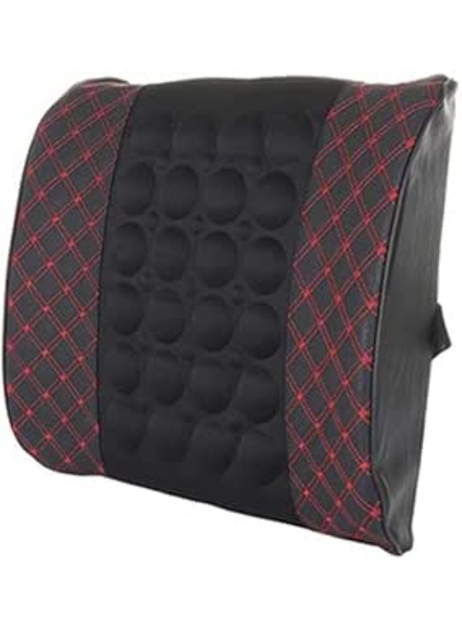 Electric Massage Lumbar Support Pillow – Memory Foam Backrest Cushion for Car, Office Chair, Sofa – Ergonomic Back & Waist Support – Black with Red Line - Image 1
