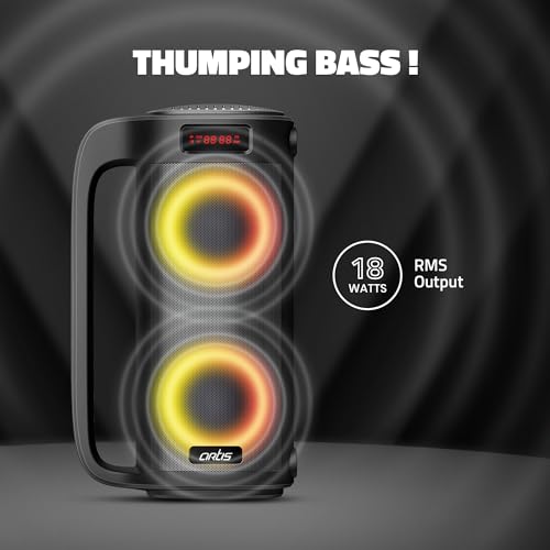Artis SoundMax 400 Wireless Bluetooth Speaker with USB, FM, Micro TF Card, Aux in, Wired Mic with Supporting Grab Handle (Black) (18 W RMS Output) - Image 3