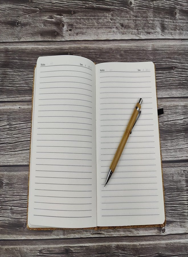 AweMonk Cork Eco-Friendly, Hardbound Cork Notebook Diary Thick Paper, 88 Sheets/176 Pages With 1 Bamboo Ball Pen- A5 Liner Notebook/Diary 80 GSM - Image 3