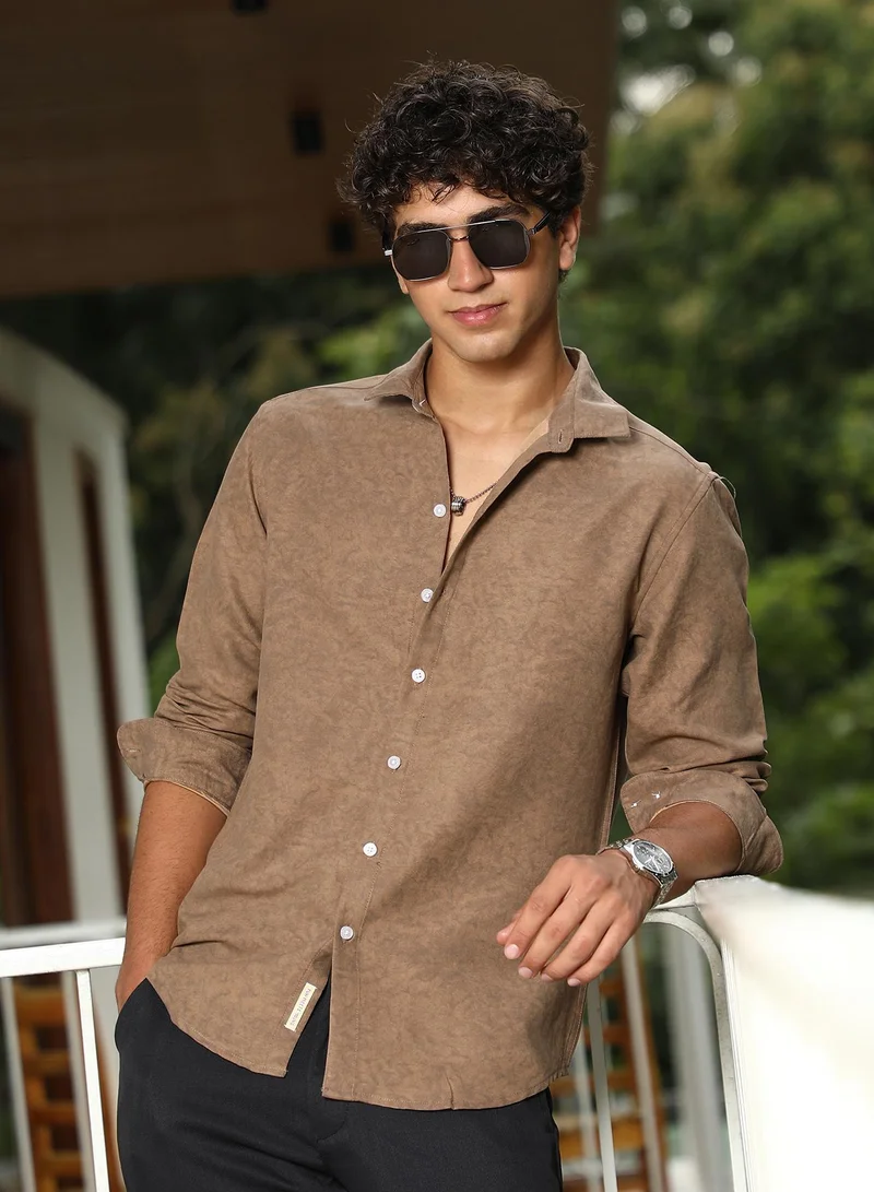Men's Ash Brown Mono-Fluid Imprint Shirt