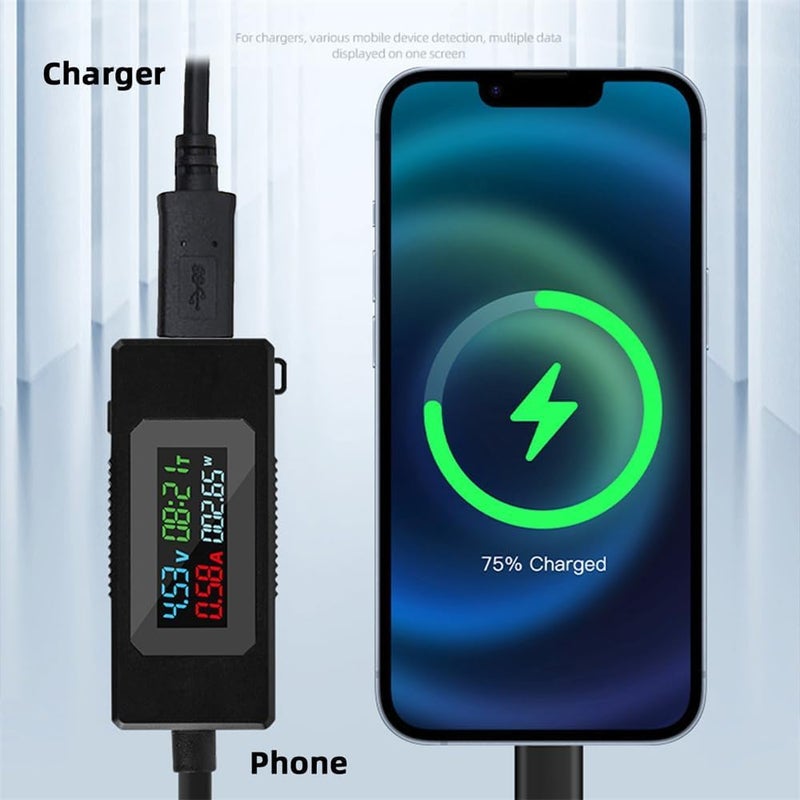 كاست ويف جهاز اختبار USB Type-C، مقياس الطاقة، مراقب الجهد والتيار، كاشف السعة، مقياس متعدد USB-C، 4-30V 0-6.5A، أداة تشخيص الشحن، مقياس التيار والجهد الرقمي - Image 4