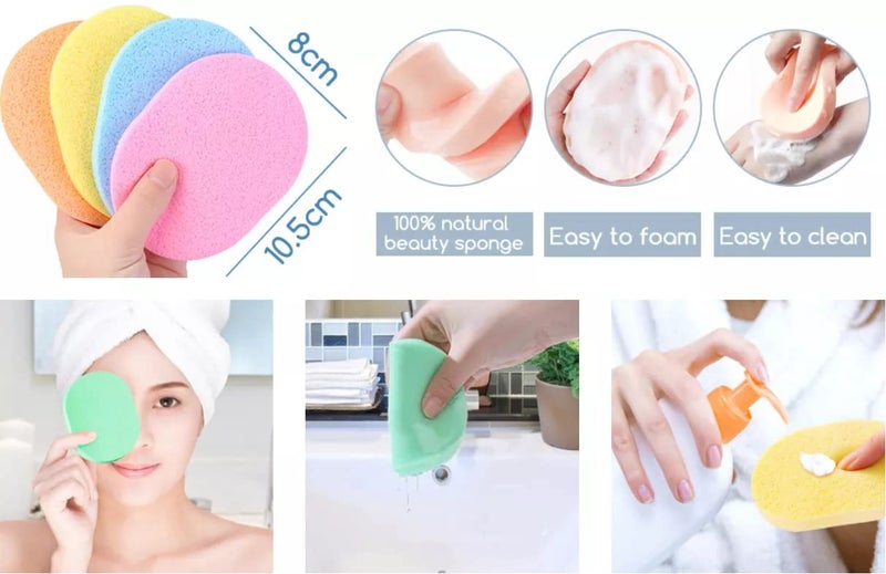 MYYNTI Face Cleansing Sponge Puff Makeup Washing Pad Deep Cleansing Exfoliating Facial Sponge Assorted Color Pack of 4  - Image 4