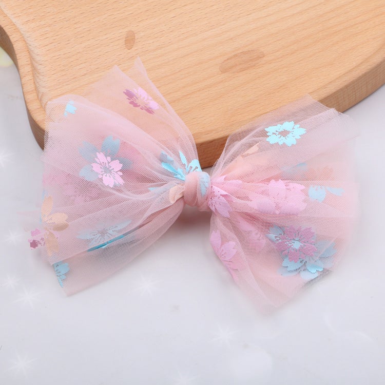 Generic Children hair accessories wholesale cherry blossom bow hair clip summer Princess fashion hairpin girl headdress diy material Light Lotus color semi-finished N3-3 