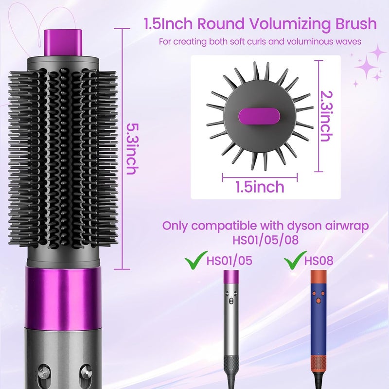 ZEPHBLOW Upgraded Round Volumizing Brush for Dyson Airwrap, Round Brush Attachment Compatible with Airwrap HS01/05/08, Flexible Bristles for Root Lift Volume Frizz Control Styling Volumizing, Rose - Image 2