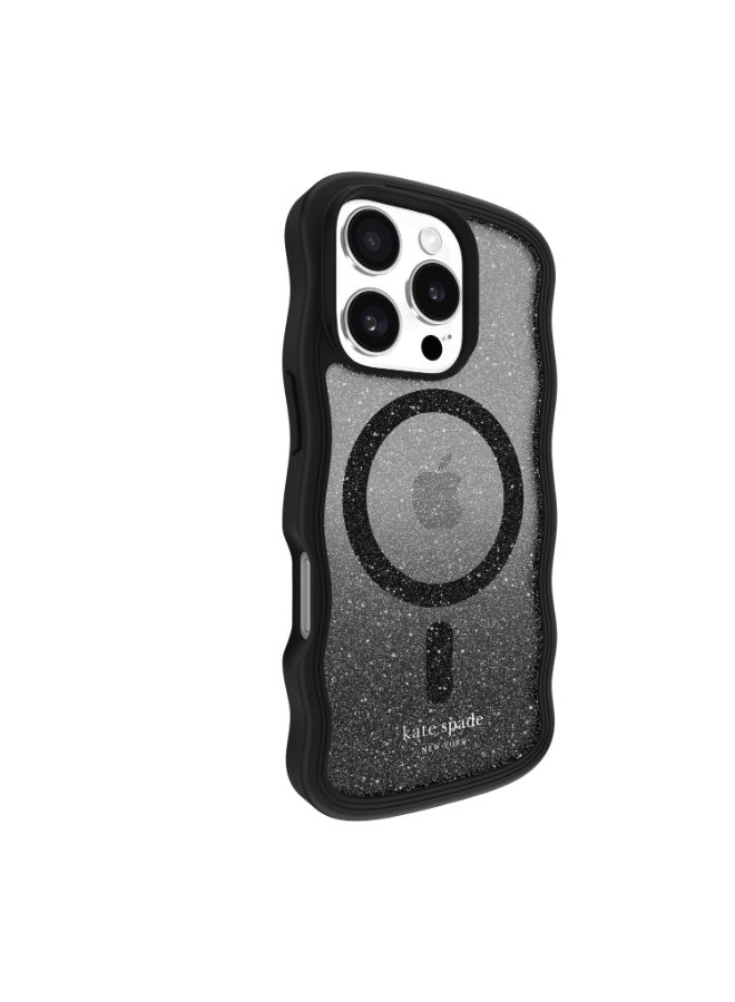 كايس مايت حافظة كيت سبيد ماغسيف المتموجة لهاتف آيفون 16 برو 6.3 بوصة 2024 | حماية من السقوط حتى 12 قدم، تصميم متموج مع جوانب ناعمة سهلة الإمساك، حواف مرتفعة، حافظة عصرية، شحن لاسلكي - ليالي الليل - Image 2