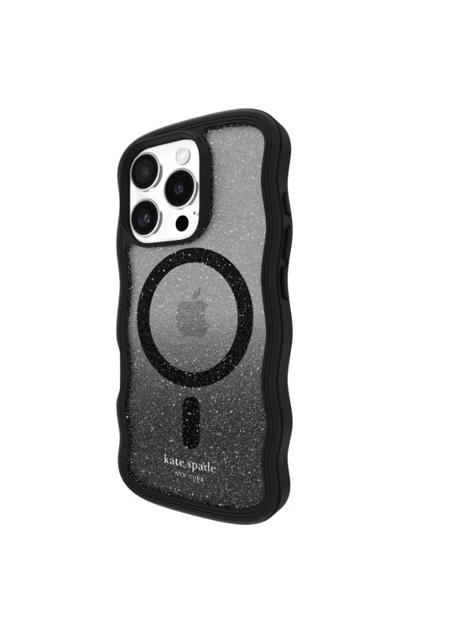 كايس مايت حافظة كيت سبيد ماغسيف المتموجة لهاتف آيفون 16 برو 6.3 بوصة 2024 | حماية من السقوط حتى 12 قدم، تصميم متموج مع جوانب ناعمة سهلة الإمساك، حواف مرتفعة، حافظة عصرية، شحن لاسلكي - ليالي الليل - Image 3