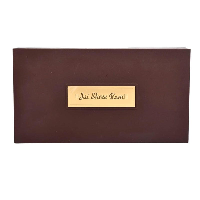 PiepotGold Plated Bhagwan Shree Ram Darbar Charan PadukaDevotional Prayer BoxWooden Momento With Natural Fragrance Decorative Showpiece Box PackingDiwali Gifting Charan Paduka Rectangular - Image 3