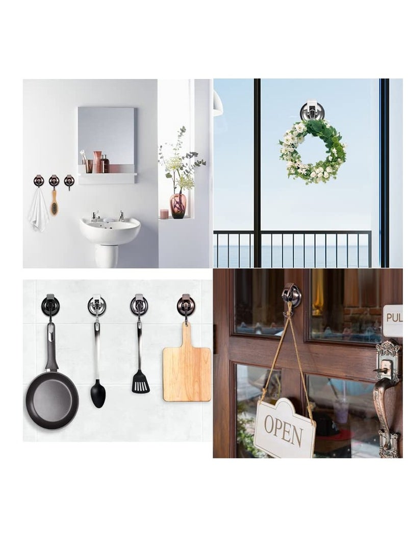 Excefore Suction Cup Hooks for Shower, 2 Pack Heavy Duty Vacuum Suction Shower Hooks, Waterproof Bathroom Towel Hooks for Hanging, No Punching Robe Hooks, Reusable Wreath Hanger, Black - Image 3