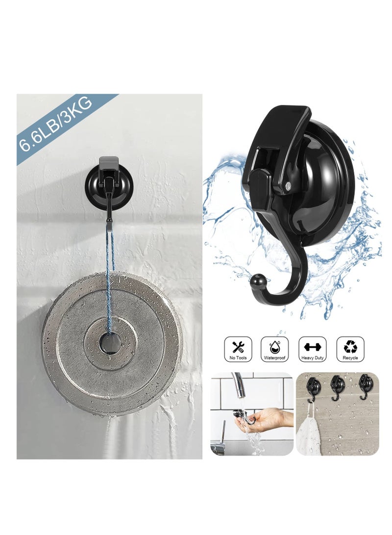 Excefore Suction Cup Hooks for Shower, 2 Pack Heavy Duty Vacuum Suction Shower Hooks, Waterproof Bathroom Towel Hooks for Hanging, No Punching Robe Hooks, Reusable Wreath Hanger, Black - Image 5