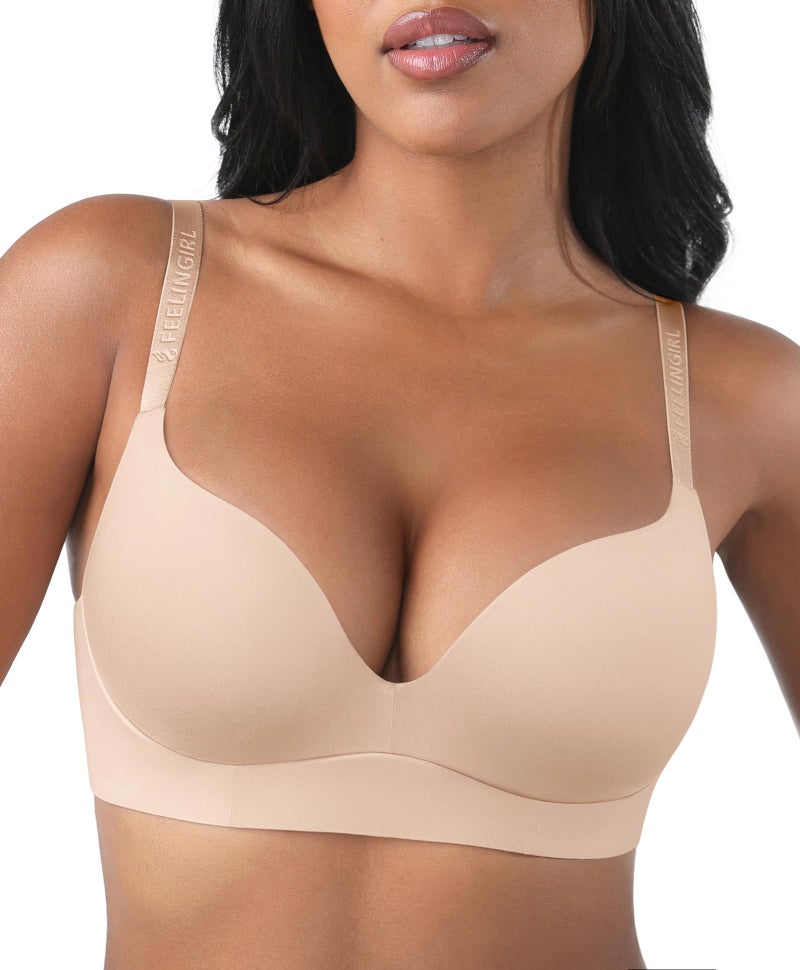 FeelinGirl Comfortable Seamless Full Coverage Bra for Women Wireless Bras with Soft Support Skin 36C - Image 1